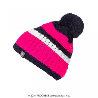 čepice dámská Progress ZEBRA pletená růžovo/modro/bílá