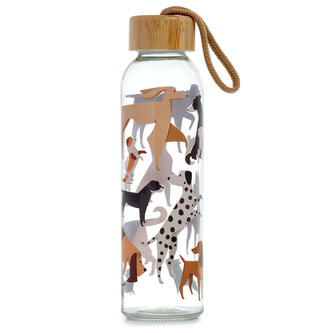 Skleněná láhev s bambusovým víčkem 500ml- Pes