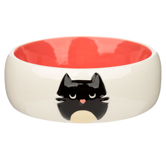 Keramická miska pro mazlíčky Černá kočka Feline Fine - růžová
