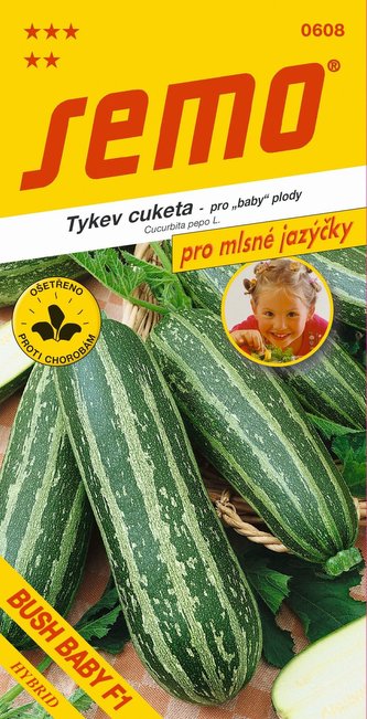 Tykev cuketa - Bush Baby F1 sv.zelená s b. pruhy 1,2g - série JAZÝČKY