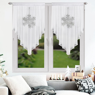 Vánoční SET 2 KUSY dekorační krátká záclona s tunýlkem NATALY bílá 2x60x100 cm MyBestHome