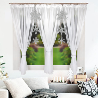Vánoční SET 3 KUSY dekorační krátká záclona s tunýlkem NATALY II. bílá 2x145x160 cm + 1x145x150 cm MyBestHome