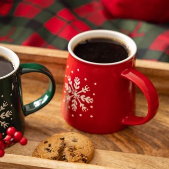 Vánoční hrnek | TRINKIE | s červenou sněhovou vločkou | 0,45 l | 869230 Homla