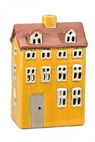 Keramický domek na čajovou svíčku, žlutý 18x11,5x8 cm