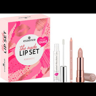 Essence The Nude rtěnka Hydrating Nude Lipstick 3,5 g 301 Romantic + tužka na rty Soft & Precise Lip Pencil 0,78 g 301 Romantic + lesk na rty What The Fake! Plumping Lip Filler 4,2 ml 01 Oh My Plump!