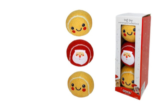 Sada 3 tenisových míčků, vánoční hračka pro psy