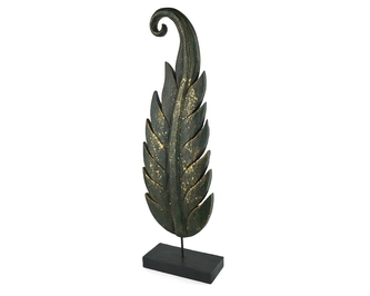 Dřevěná dekorace Twisted Leaf zelená levá - střední
