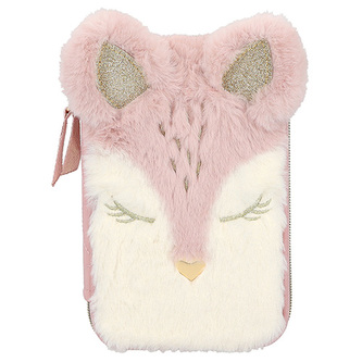 Penál s výbavou Princess Mimi, Růžový, s plyšovou spící liškou, Dvoupatrový