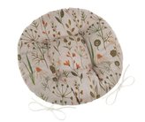 Sedák DITA kulatý prošívaný - větvičky na režné - béžová, zelená, oranžová - průměr 40 cm