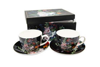 Šapo 280ml porcelán sada 2ks  KVĚT černá