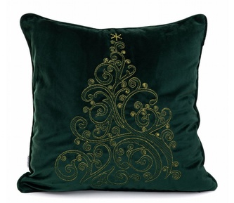 Vánoční polštář s výplní | STEA | se zlatým vánočním stromkem | 45x45 cm | 866239 Homla