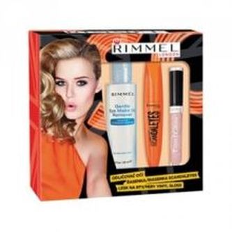 Rimmel London Scandal Eyes řasenka Scandaleyes 12 ml + lesk na rty Vinyl Gloss 7 ml 100 + oční odličovač Just Let It Go... 125 ml