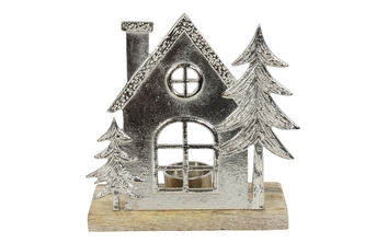 Kovový svícen domek Hubertus 19,5x18,5x7,5 cm