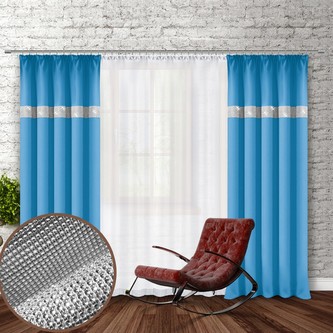 Dekorační závěs se zirkony s řasící páskou COSMOS 250 tyrkysová 140x250 cm (cena za 1 kus) MyBestHome