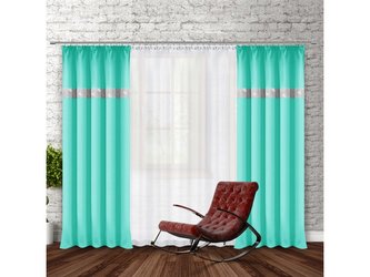 Dekorační závěs se zirkony s řasící páskou COSMOS 250 mátová 140x250 cm (cena za 1 kus) MyBestHome