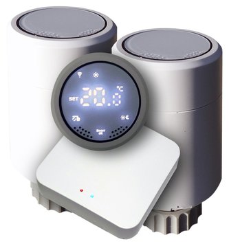 XTENDLAN THL03 Tuya chytrý set brána Zigbee + 2x termostatická hlavice displej nahoře