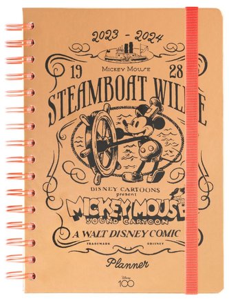 Plánovací týdenní diář A5 2023/2024 Disney: Mickey Mouse se samolepkami, záložkami a obálkou (14,8 x 21 cm)