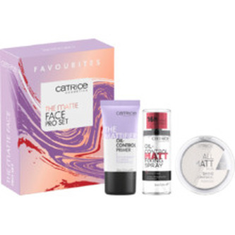 Catrice The Matte pudr na obličej All Matt Plus Shine Control Powder 10 g 001 Universal + podklad pod make-up The Mattifier Oil-Control Primer 30 ml + fixační sprej Oil-Control Matt Fixing Spray 50 ml