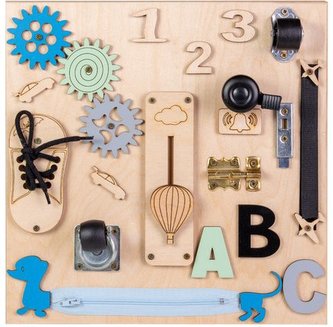 Activity board - Dřevěná montessori manipulační deska 30x30cm