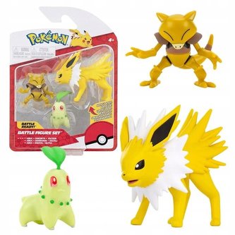 Pokémon Battle Figure Set 3-Pack - Chikorita, Abra, Jolteon, 5-8cm