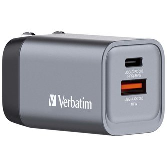 Cestovní adaptér GNC-35, GaN zástrčka, 1xUSB-C PD 35W, 1xUSB-A QC 3.0, Verbatim