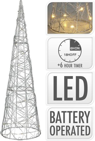 kužel 40cm STŘÍBRNÝ vánoční, 20LED