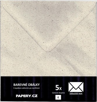 HYBLER S.R.O. barevná obálka 155X155 mm RECYKLOVANÁ TRÁVA, 5 kusů, 90 gm2, olizová