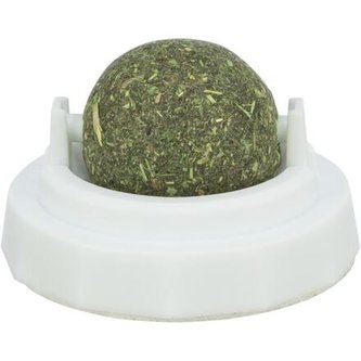 Kulička Catnipu v samolepícím držáku, 5 cm, bílá/zelená