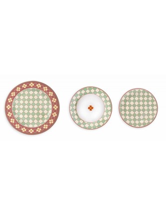 Jídelní porcelánová 18-ti dílná sada talířů LE CEMENTINE QUADRELLA BRANDANI