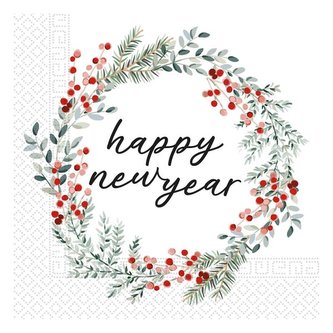 UBROUSKY VÁNOČNÍ HAPPY NEW YEAR 3VRSTVÉ 33X33CM