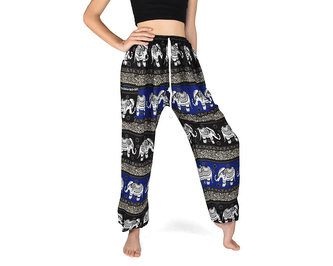 Kalhoty Joga SOLADA, černé, modrý pruh