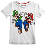 Dětské tričko Super Mario: Mario a Luigi (5-6 let) bílá bavlna