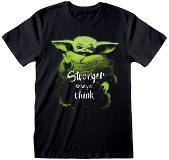 Pánské tričko Star Wars|Hvězdné války: Tv seriál The Mandalorian Silnější, než si myslíš (L) černá bavlna