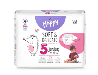 Bella Happy Junior 5 dětské pleny jednorázové 11-18 kg, 38 ks
