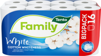 Tento White Cotton Whiteness 2vrstvý toaletní papír, role 131 útržků, 16 rolí