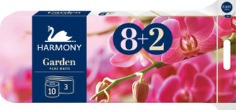 Harmony Premium Garden Pure White 3vrstvý toaletní papír, role 17,5 m, 8+2 rolí