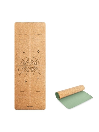 Spokey - SAVASANA luna jóga podložka korková 4mm - zelená 183 x 61 x 0,4 cm