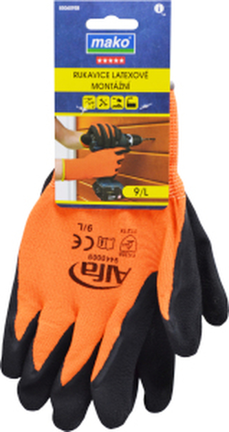 Mako pracovní rukavice montážní latexové, č. 9, L