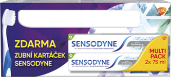 Sensodyne Extra Whitening zubní pasta s fluoridem 2× 75ml + zubní kartáček