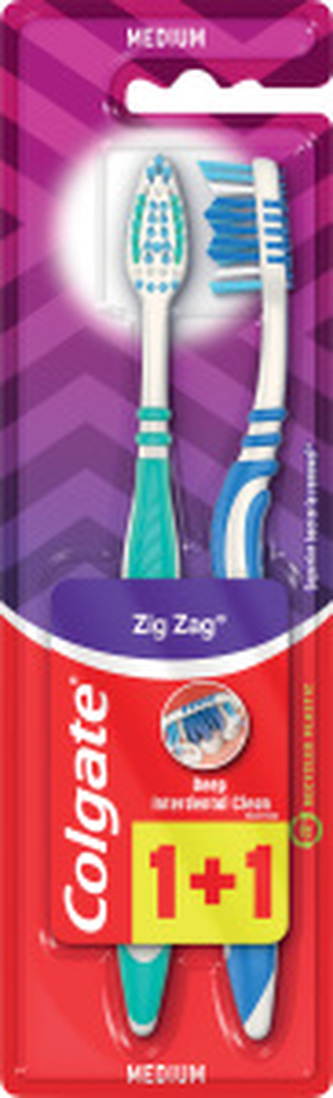 Colgate zubní kartáčky ZigZag, střední měkký, balení 1+1