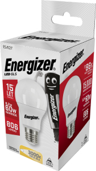Energizer LED žárovka GLS, E27, teplá bílá, 9 W jako 60 W