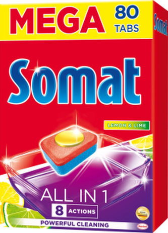 Somat tablety do myčky All in 1 Lemon & Lime, 80 ks