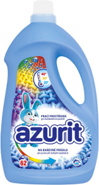 Azurit prací gel na barevné pro praní při nízkých teplotách 62 praní, 2,48 l
