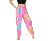 Kalhoty Joga SOLADA, růžové, ohňostroj