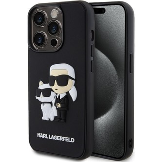 Karl Lagerfeld 3D Rubber Karl and Choupette kryt iPhone 13 Pro černý