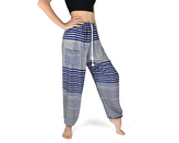 Kalhoty Joga SOLADA, modro-bílé, pruhy