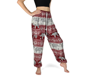 Kalhoty Joga SOLADA, červené, sloni
