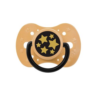 Uklidňující silikonový dudlík 12m+ Akuku zlaté hvězdičky - velikost 1-3 roky
