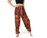 Kalhoty Joga SOLADA, černé, oranžoví sloni