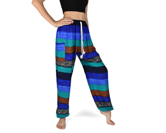 Kalhoty Joga SOLADA, pruhované